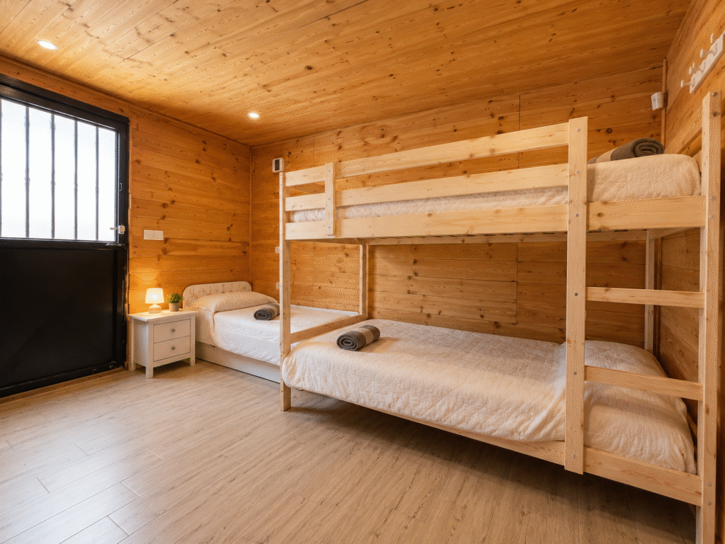 Habitación familiar con literas y cama infantil en La Casita Gergaleña en Gérgal, Almería